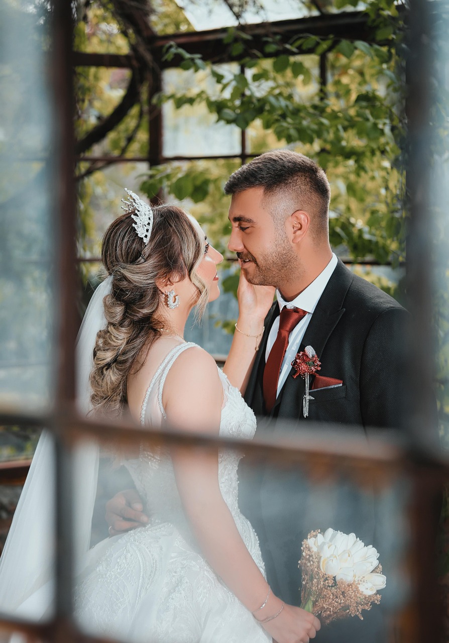 bride, beautiful flowers, groom, couple, love, wedding, bridal gown, flower wallpaper, model, natural, to love, sun, light, forest, nature, view, girl, woman, flower background, beautiful, flower, portrait, document